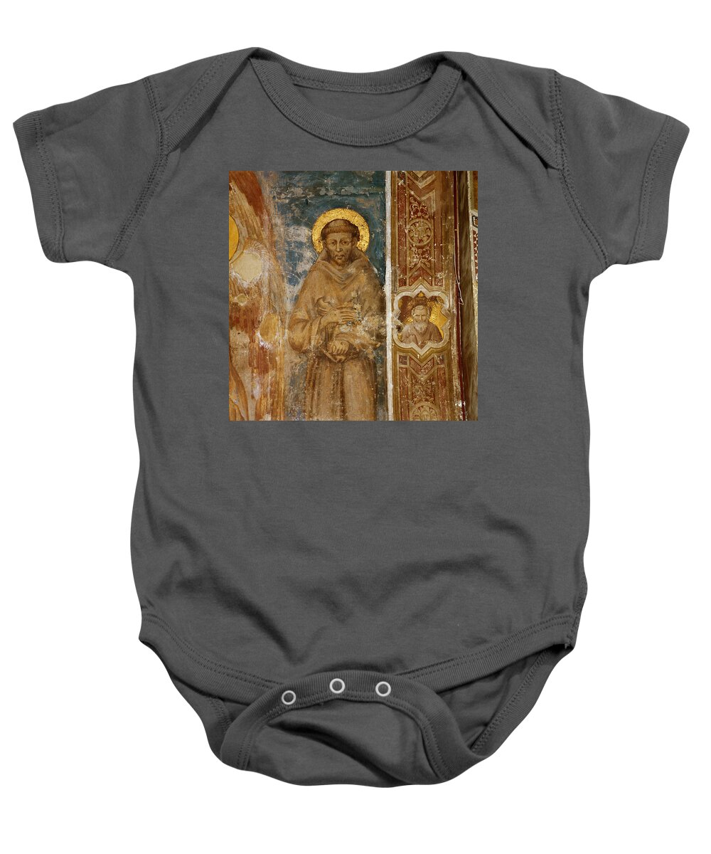 Art Baby Onesie featuring the painting Detail Of The Madonna Of St. Francis by George Holton