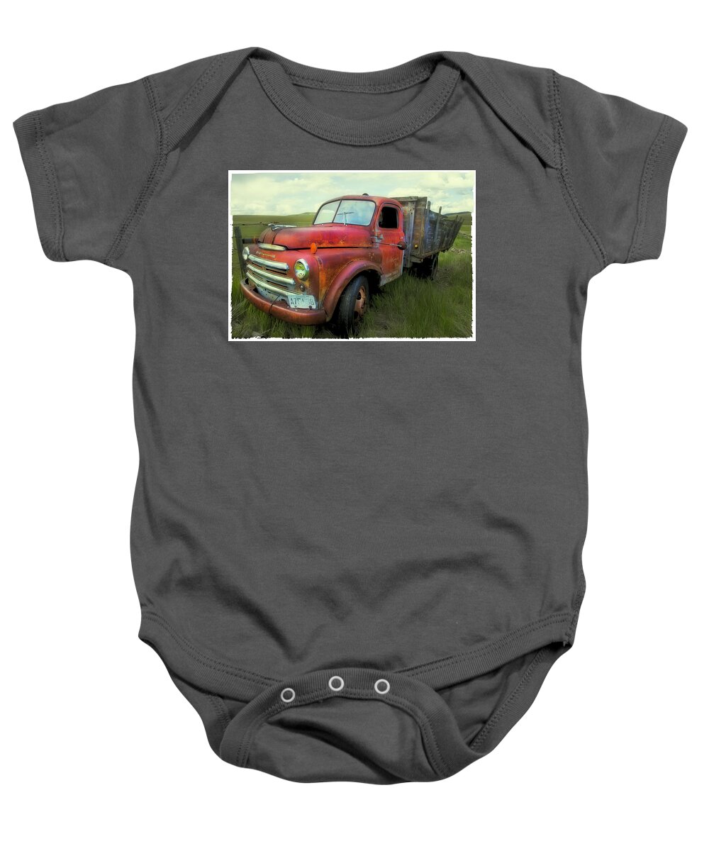 Old Truck Baby Onesie featuring the photograph Dodge Farm Truck by Theresa Tahara