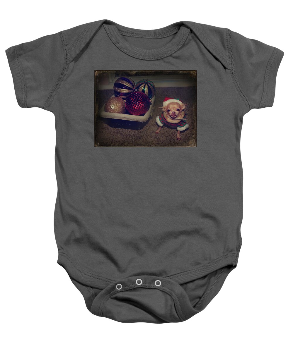 Dog Baby Onesie featuring the photograph Don't Hang Me On Your Tree by Laurie Search