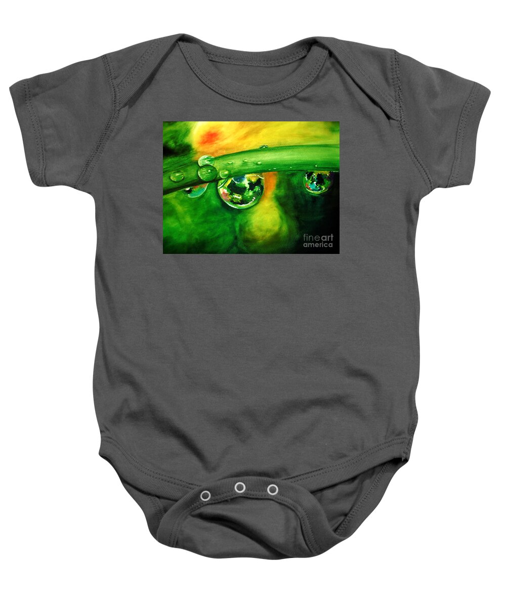 Water Drops Baby Onesie featuring the painting Droplets by Allison Ashton