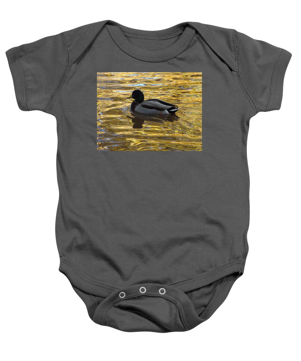 Duck Baby Onesie featuring the photograph Duck on Water I by Lanita Williams