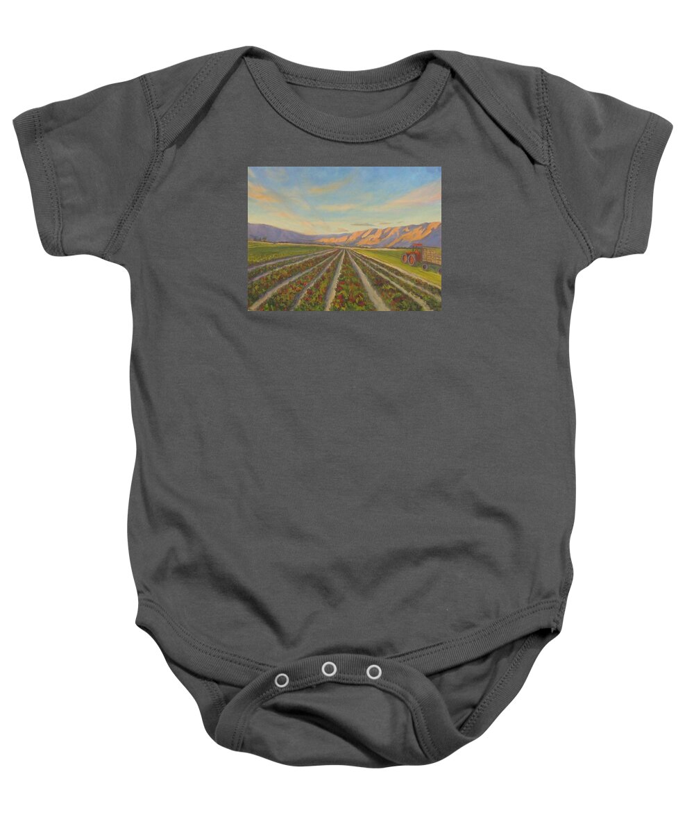 Landscape Baby Onesie featuring the painting Feeding Those in Need by Maria Hunt