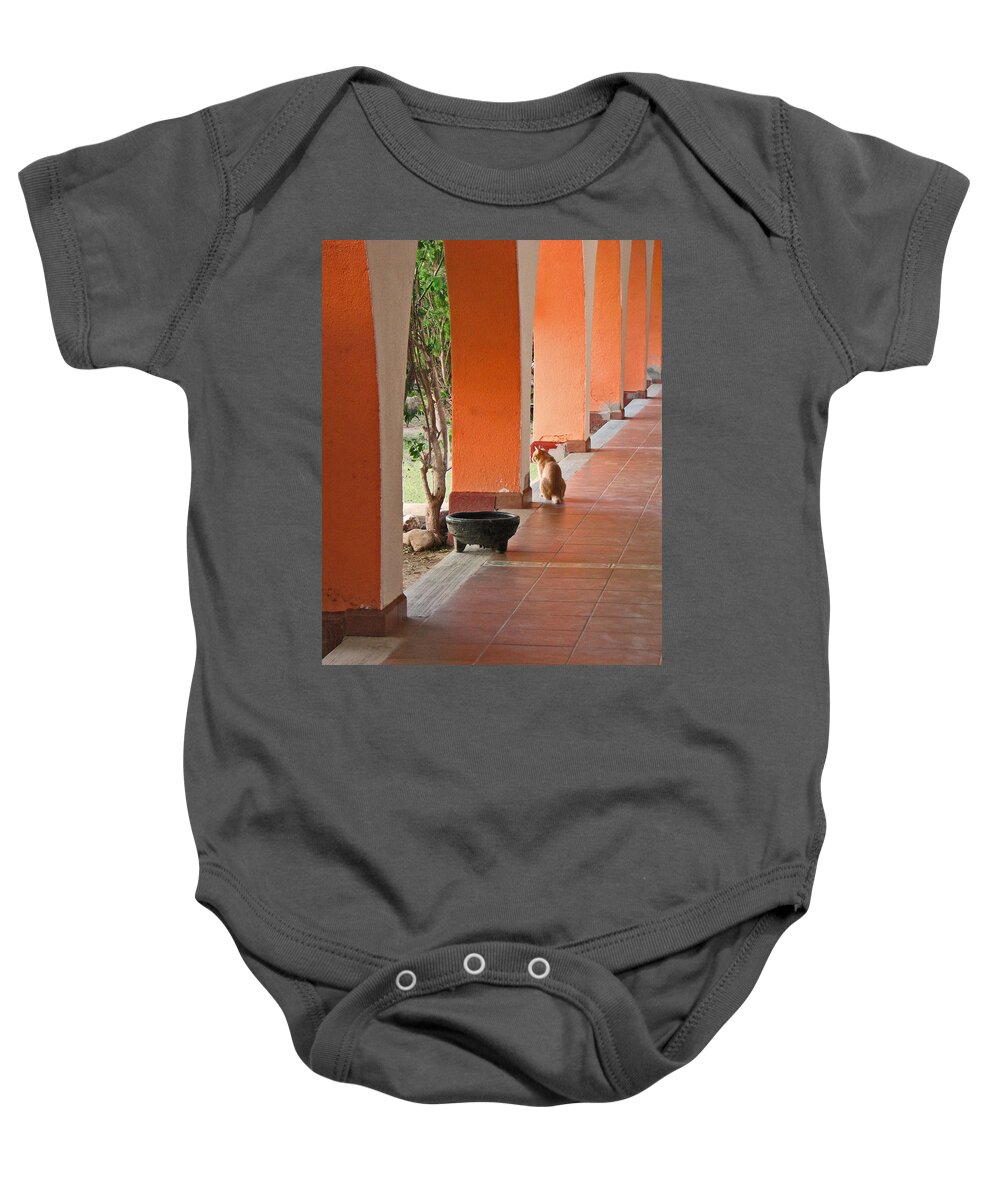 Cat Baby Onesie featuring the photograph El Gato by Marcia Socolik