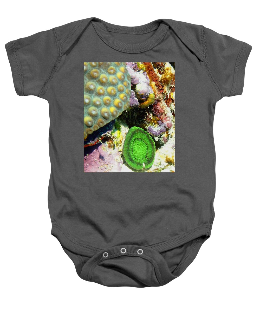 Nature Baby Onesie featuring the photograph Emerald Artichoke Coral by Amy McDaniel