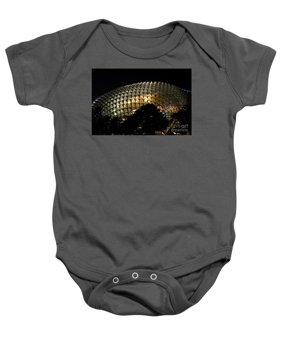 Singapore Baby Onesie featuring the photograph Esplanade Theatres At Night 02 by Rick Piper Photography