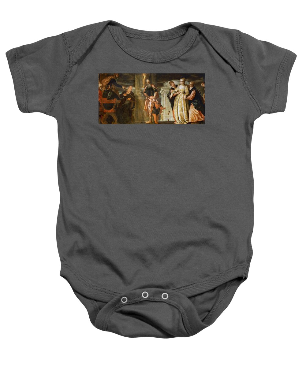 Paolo Veronese Baby Onesie featuring the painting Esther before Ahasuerus by Paolo Veronese