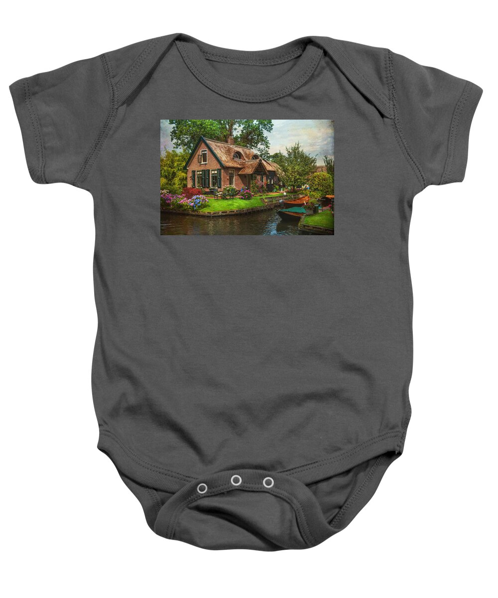 Netherlands Baby Onesie featuring the photograph Fairytale House. Giethoorn. Venice of the North by Jenny Rainbow