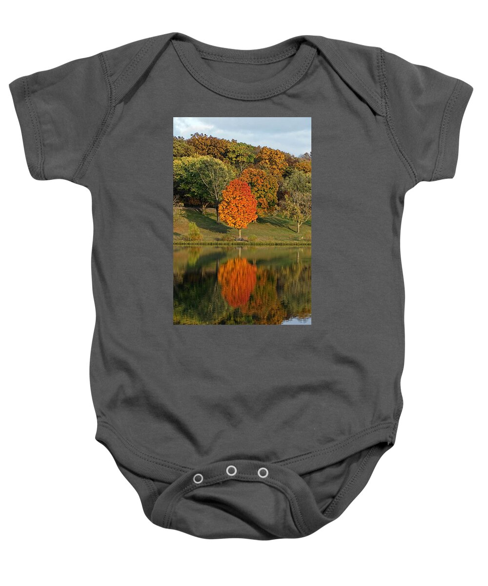 Fall Colors Baby Onesie featuring the photograph Fall Colors Reflection by Alan Hutchins