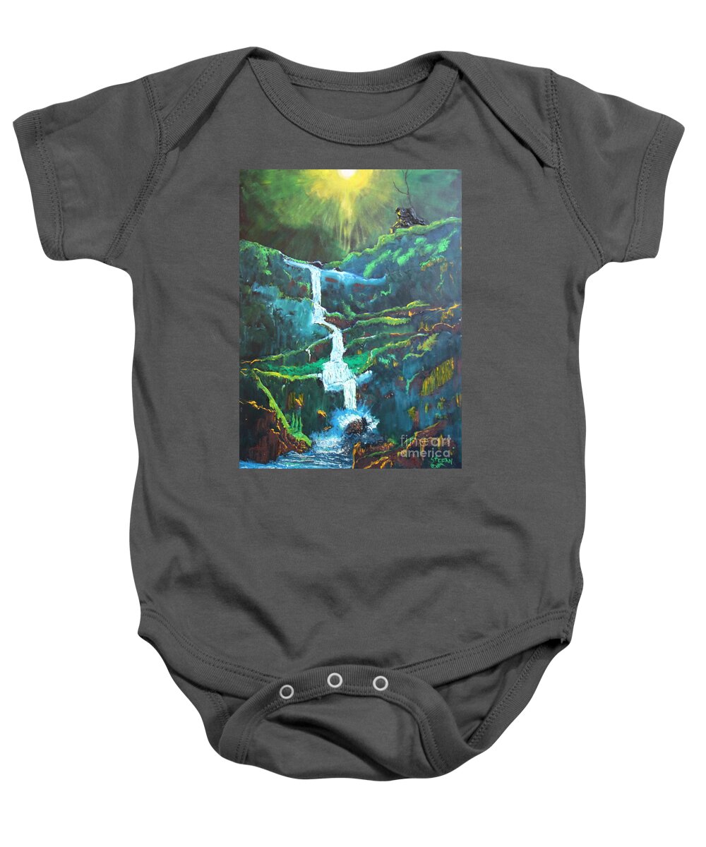 Landscape Baby Onesie featuring the painting Falling To Grace by Stefan Duncan