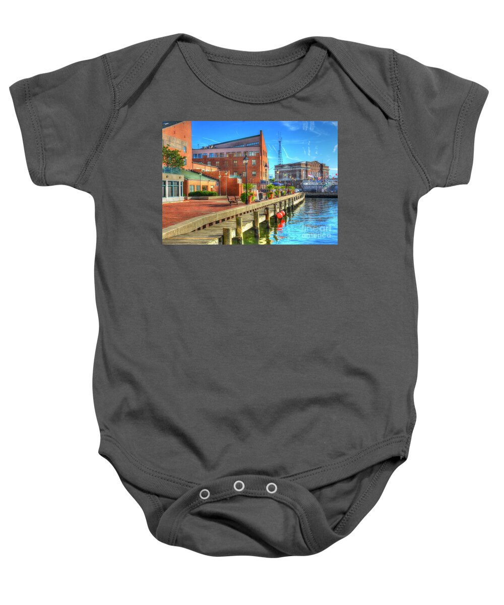 Fells Point Baby Onesie featuring the photograph Fells Point Dock by Debbi Granruth