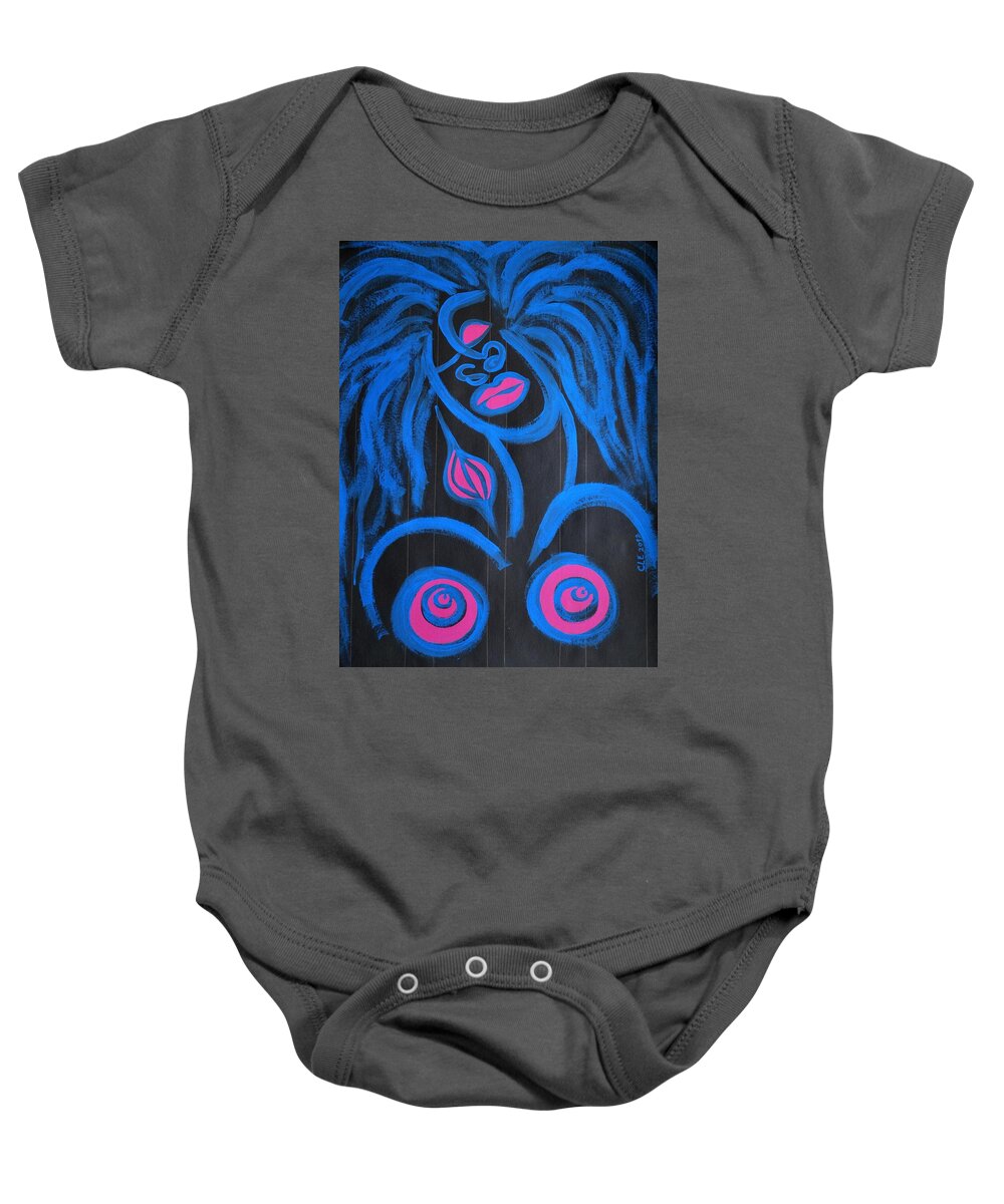 Fine Art Baby Onesie featuring the painting Femme Bleu by Cleaster Cotton