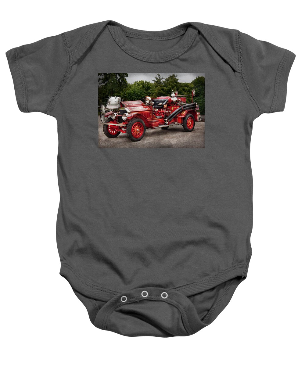 Savad Baby Onesie featuring the photograph Fireman - Phoenix No2 Stroudsburg PA 1923 by Mike Savad
