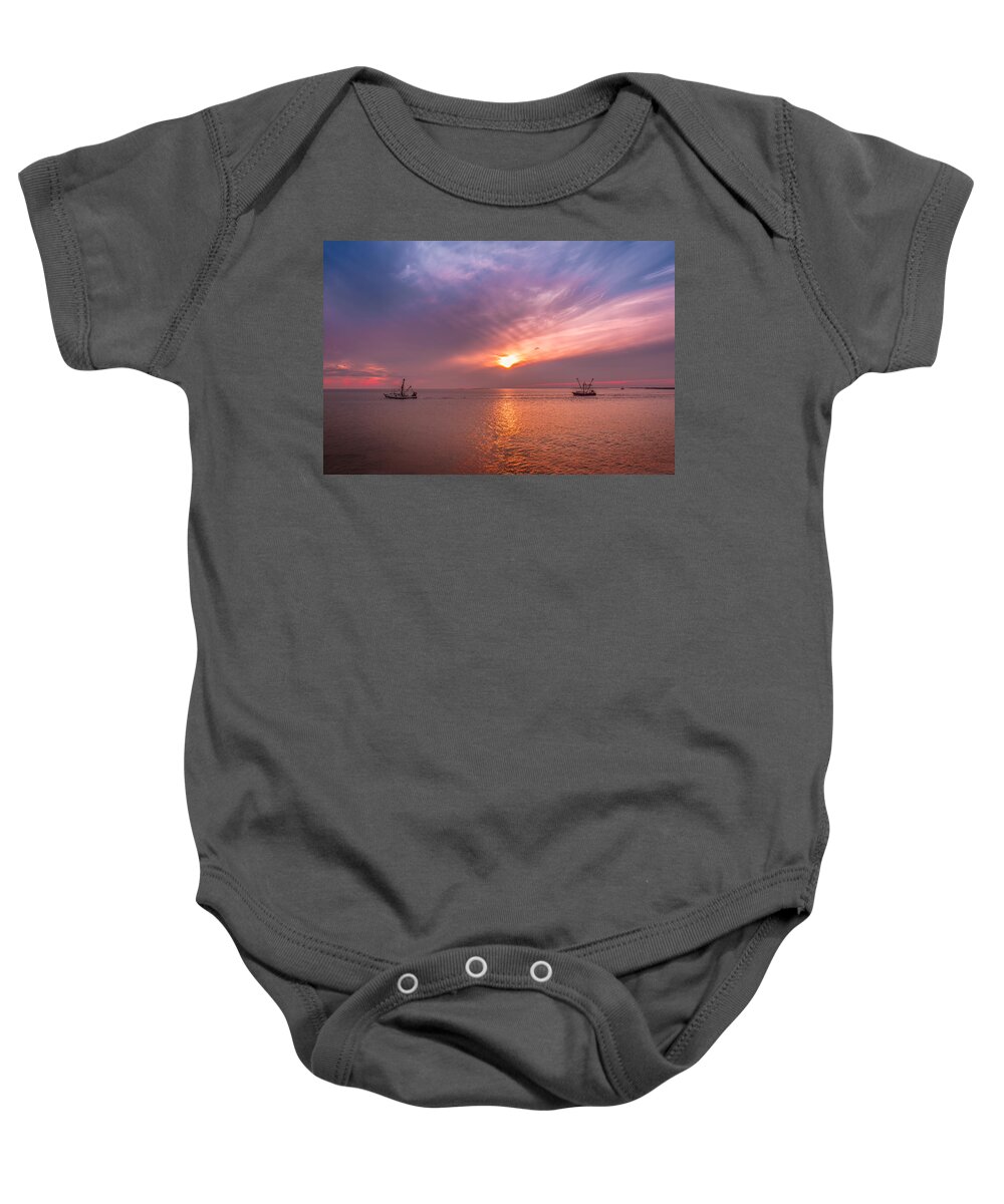 Fishing Boats Baby Onesie featuring the photograph Fishing boats by Mary Almond