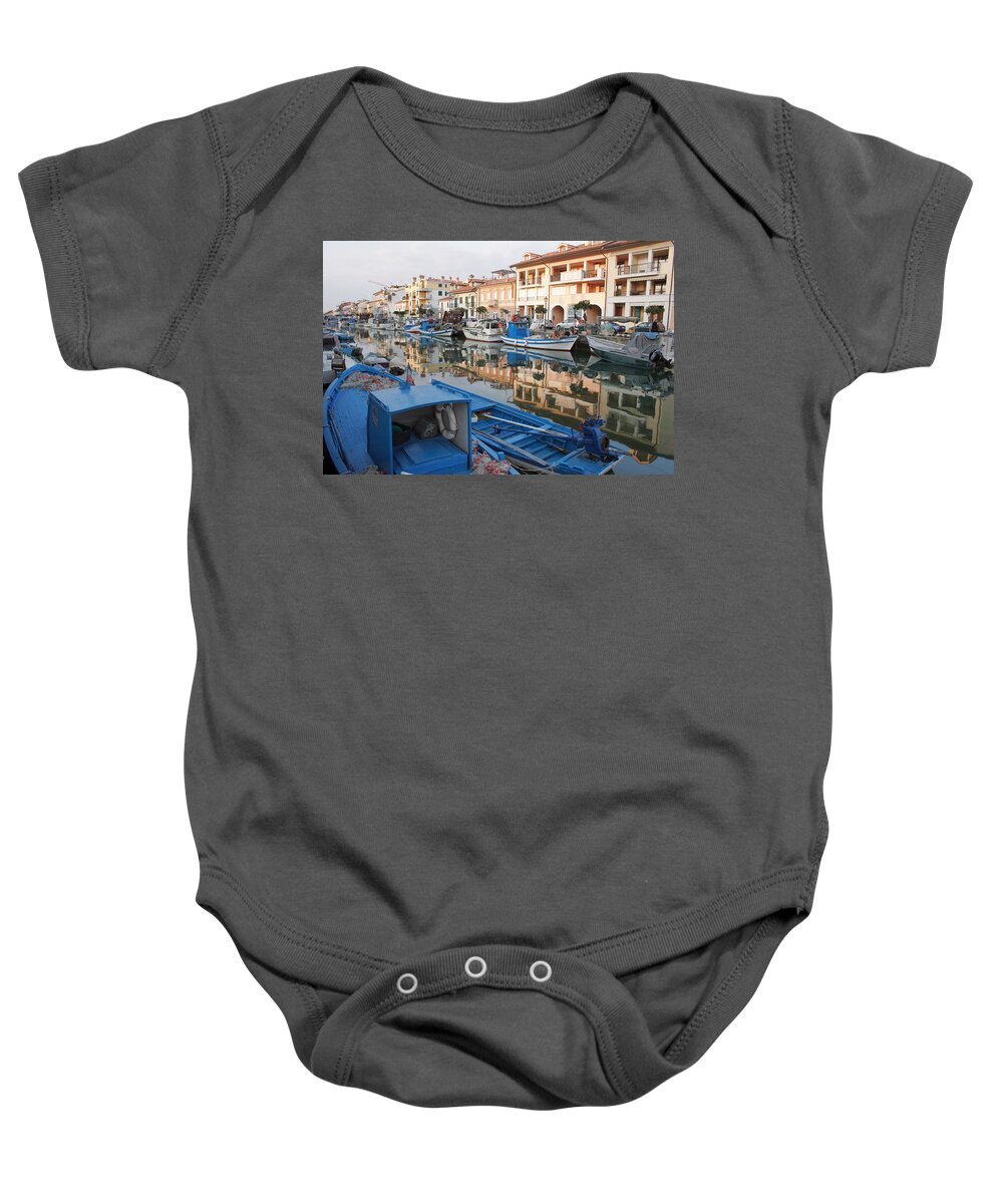 Adriatic Baby Onesie featuring the photograph Fleet of fishing boats in Italy by Ulrich Kunst And Bettina Scheidulin