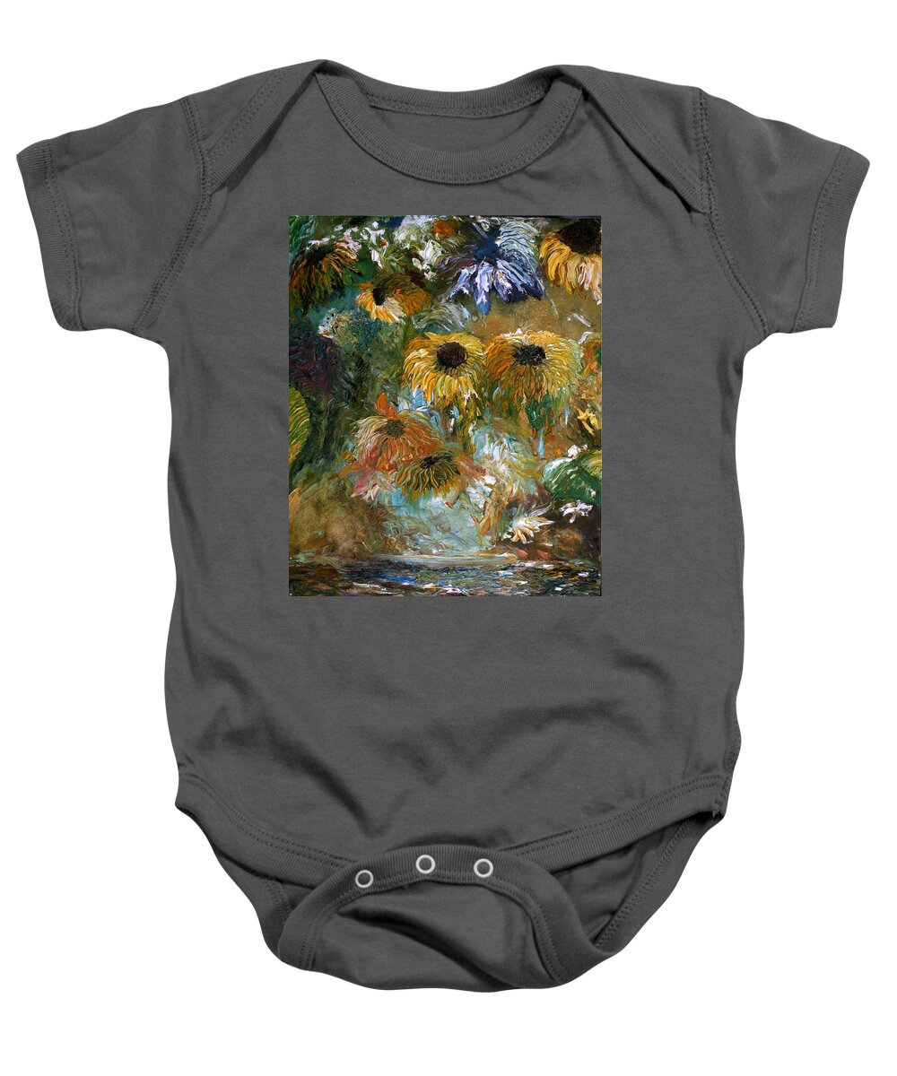 Oil Painting Baby Onesie featuring the painting Flower Rain by Jack Diamond