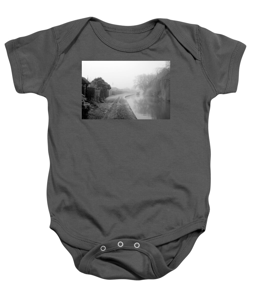 Britain Baby Onesie featuring the photograph Foggy Canal At Shobnall by Rod Johnson