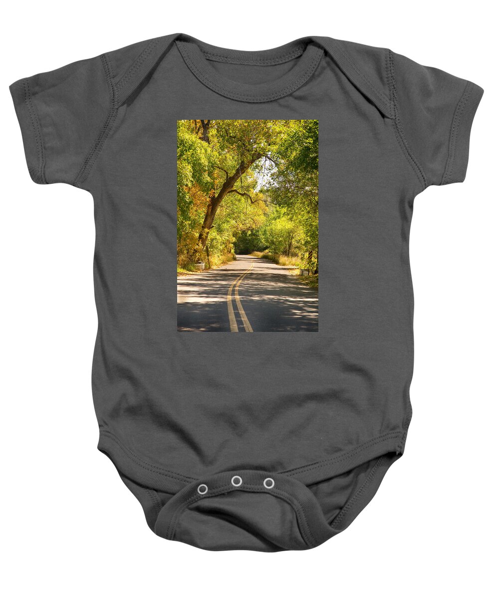 Colorado Baby Onesie featuring the photograph Follow the Yellow Lines by James BO Insogna