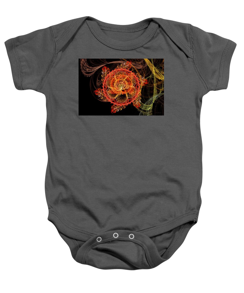 Abstract Baby Onesie featuring the digital art Fractal - Abstract - Mardi gras molecule by Mike Savad