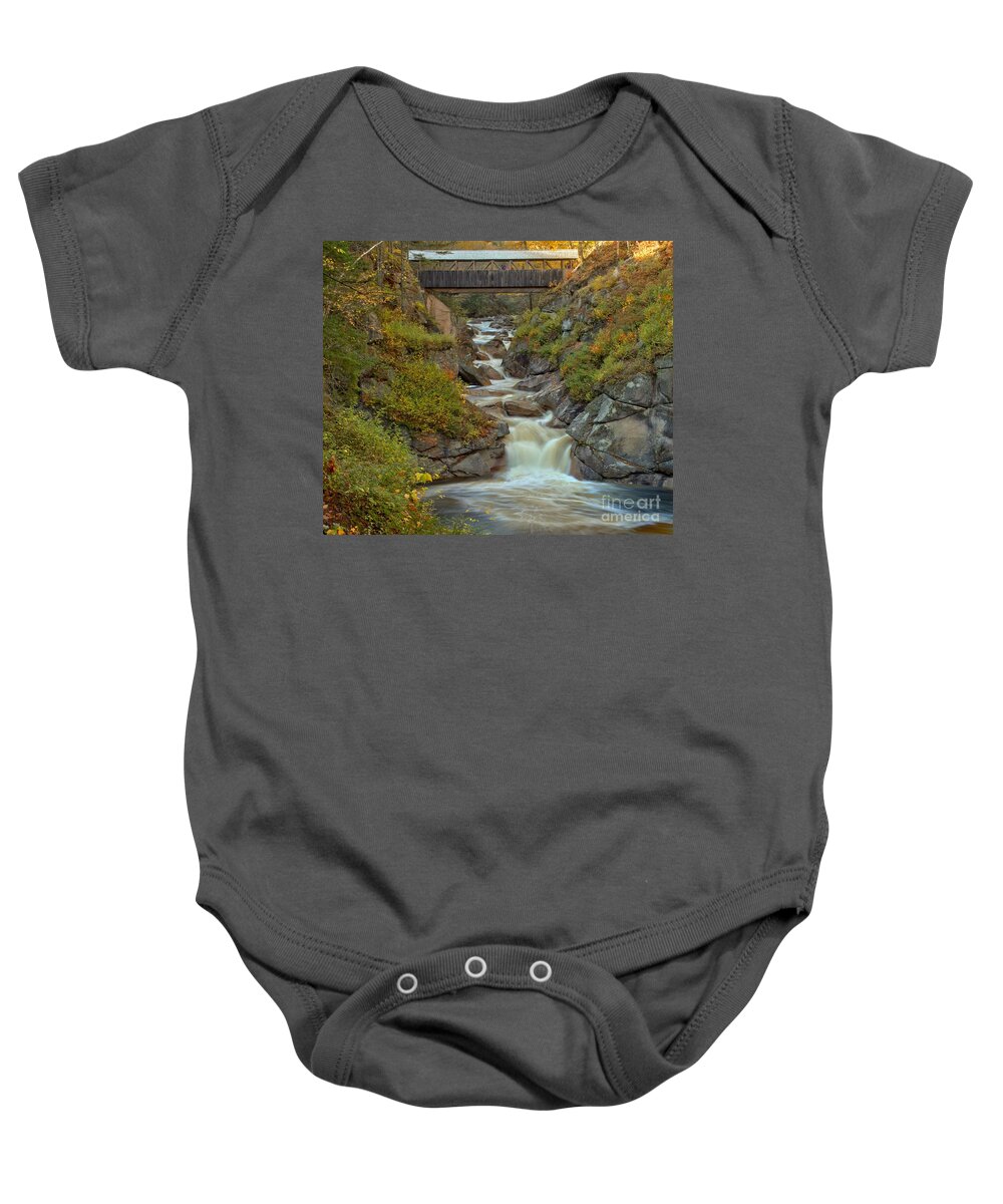 Liberty Gorge Baby Onesie featuring the photograph Franconia Notch Liberty Gorge by Adam Jewell