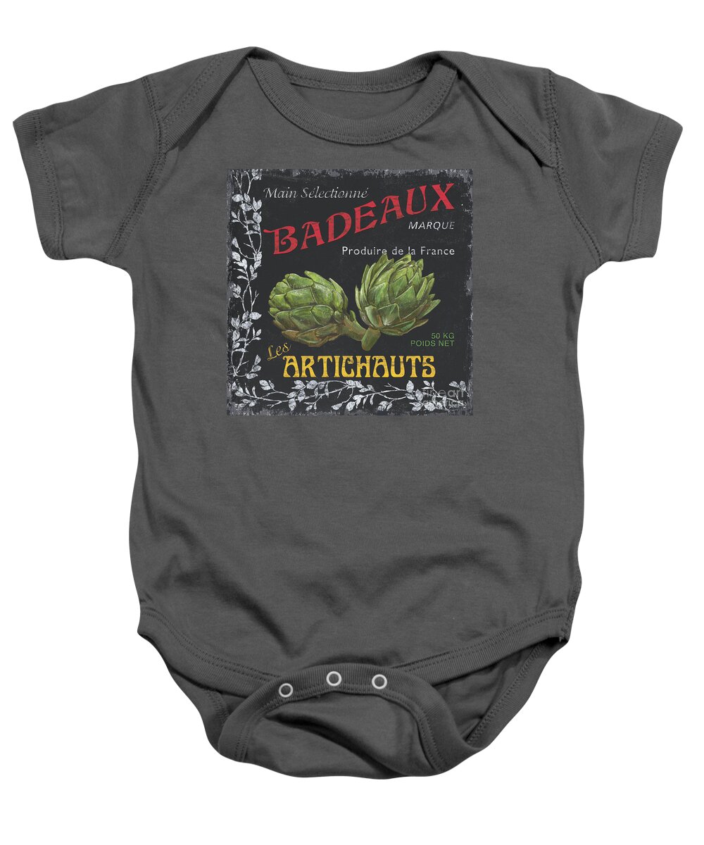 Vegetables Baby Onesie featuring the painting French Veggie Labels 1 by Debbie DeWitt