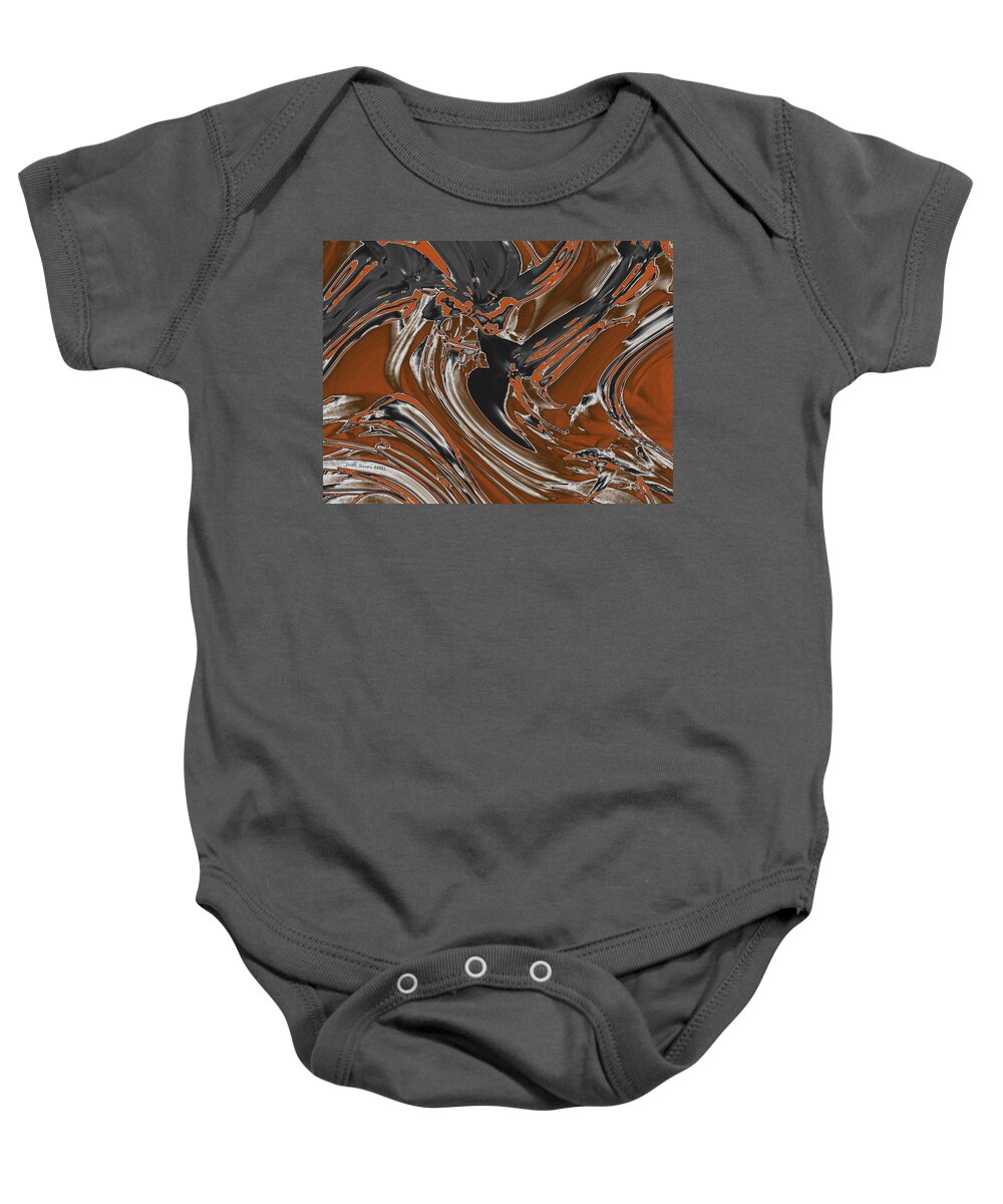 Abstract Baby Onesie featuring the digital art Frost and Woodsmoke by Judi Suni Hall