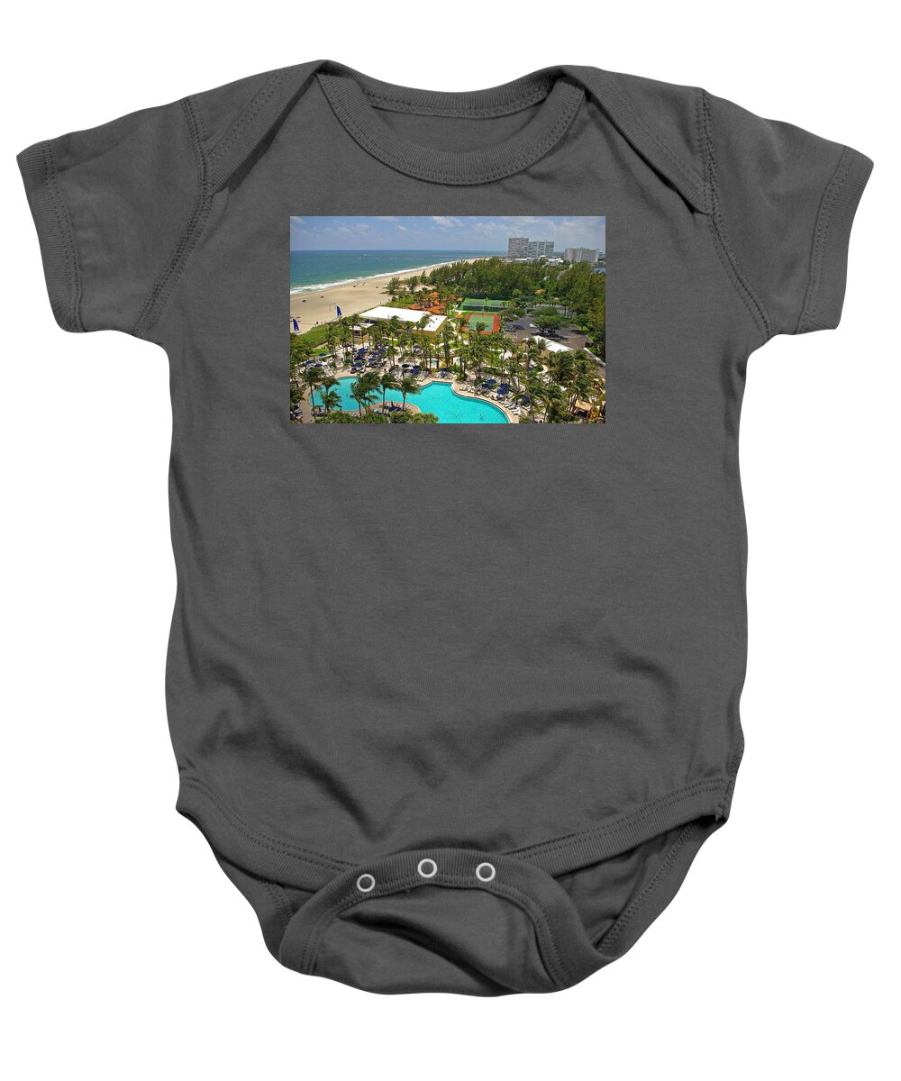 Florida Baby Onesie featuring the photograph Ft. Lauder Beach From Marriott Hotel by Rich Walter