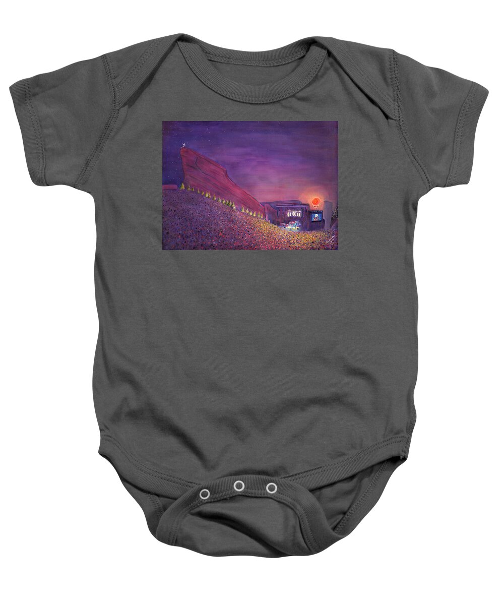 Furthur Baby Onesie featuring the painting Furthur Red Rocks Equinox by David Sockrider