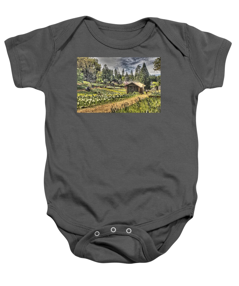 Amador Baby Onesie featuring the photograph Garden Houses on Daffodil Hill 2 by SC Heffner