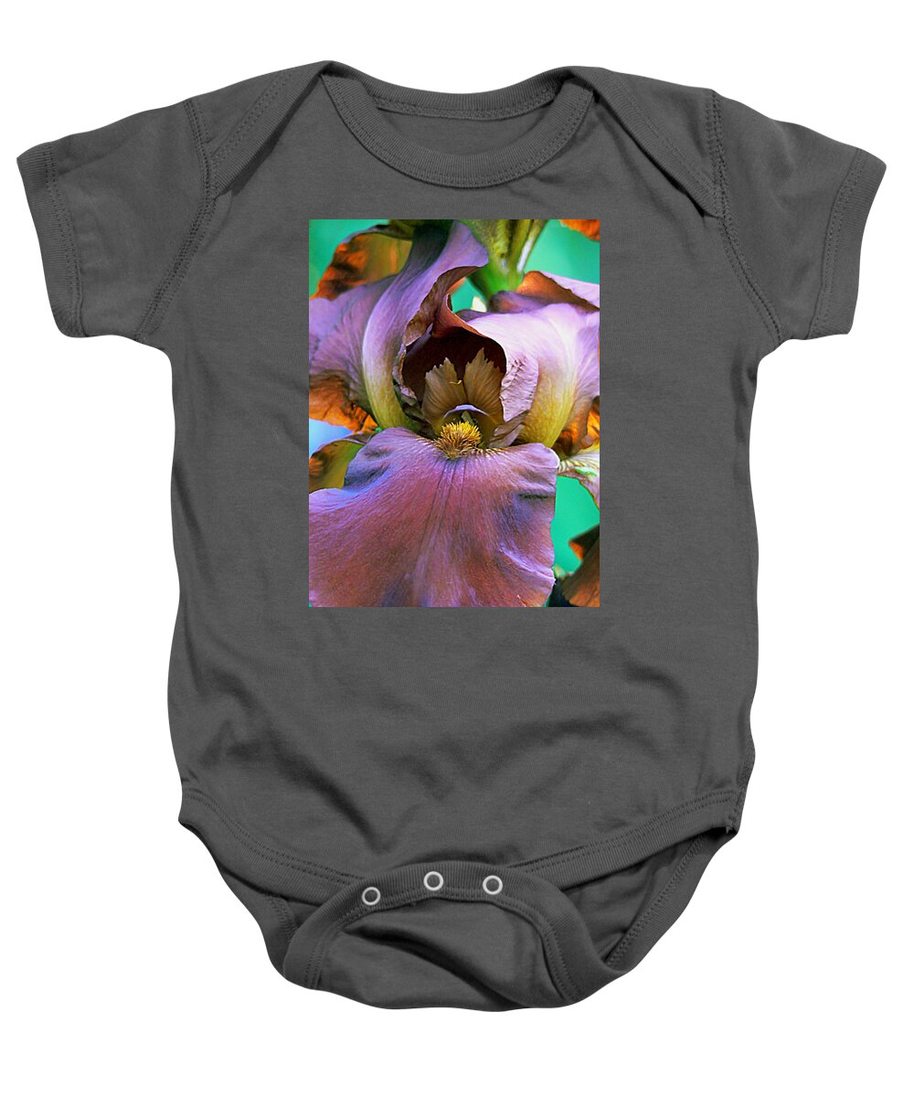 Iris Baby Onesie featuring the photograph Garden Iris Abstract by Pamela Patch
