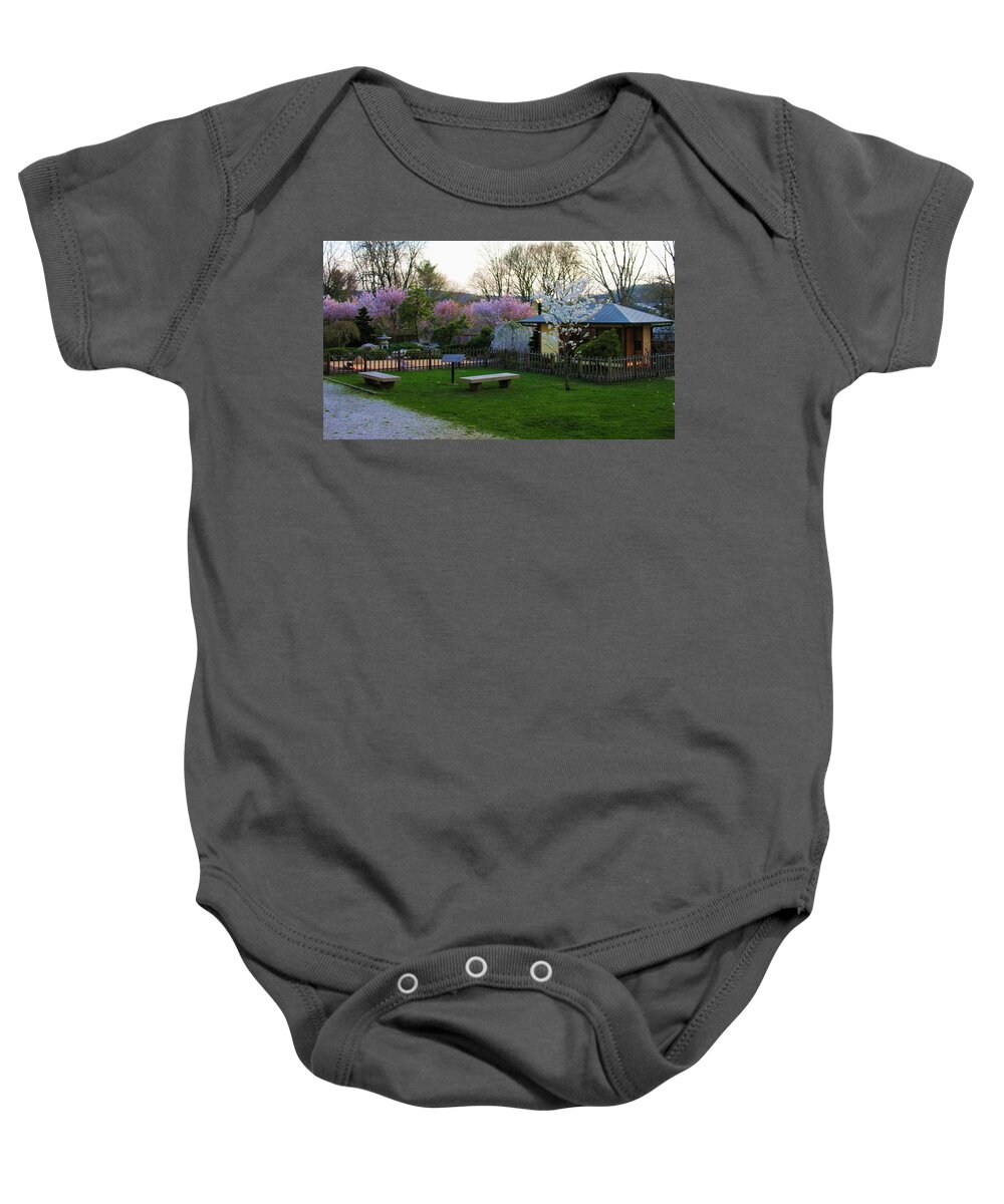 Bethlehem Pa Baby Onesie featuring the photograph Garden of Serenity at Bethlehem PA City Hall Complex by Jacqueline M Lewis