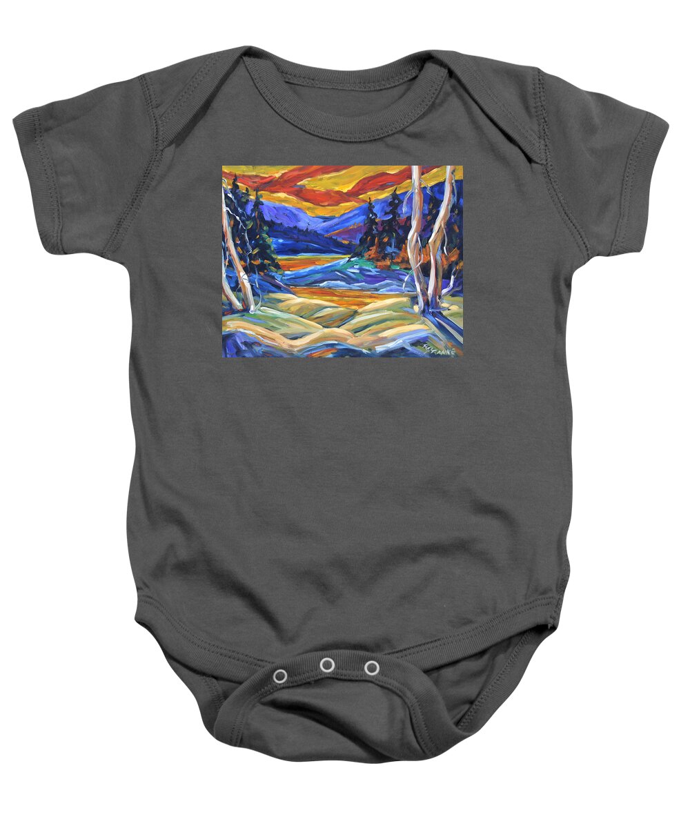 Canadian Landscape Created By Richard T Pranke Baby Onesie featuring the painting Geo Landscape II by Prankearts by Richard T Pranke