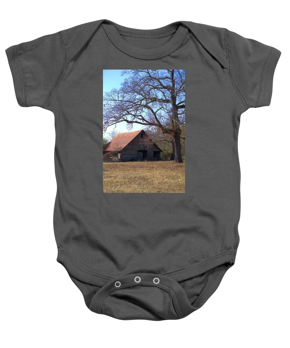 7680 Baby Onesie featuring the photograph Georgia Barn in Winter by Gordon Elwell