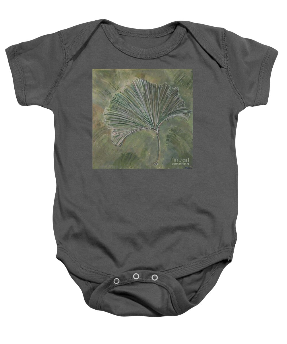 Ginko Baby Onesie featuring the painting Ginko Leaf by Lizi Beard-Ward