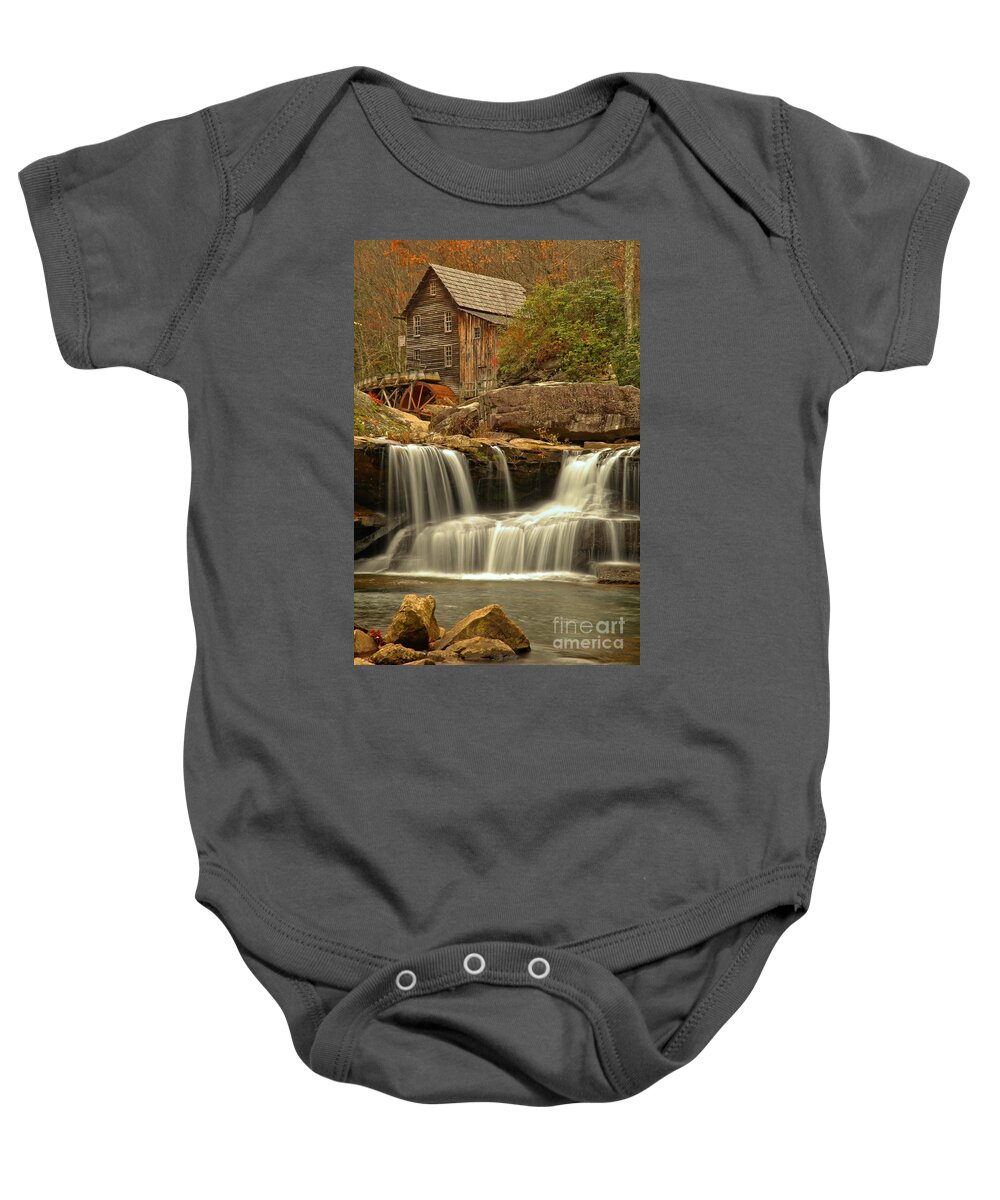 Glade Creek Grist Mill Baby Onesie featuring the photograph Glade Creek Grist Mill Portrait by Adam Jewell