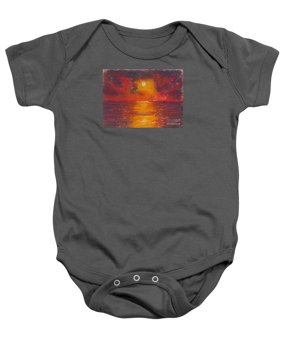 Sunset Baby Onesie featuring the painting Island Sunset by Laurie Morgan