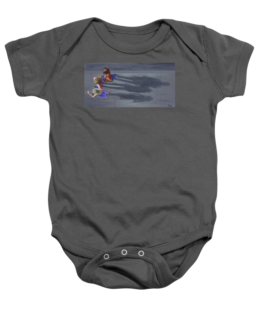 Street Scene Baby Onesie featuring the painting Going Shopping by Kevin Hughes