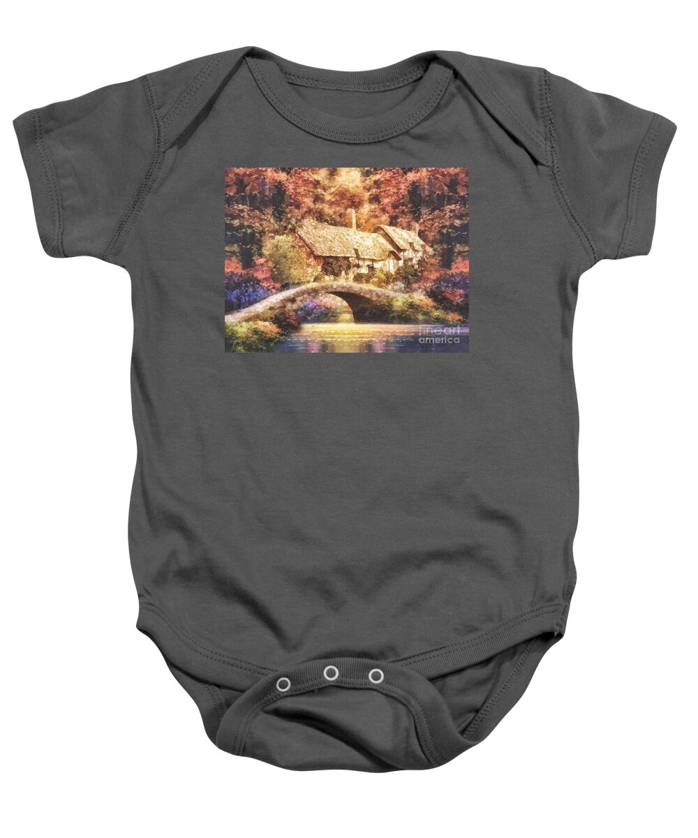Golden Ripple Baby Onesie featuring the painting Golden Ripple by Mo T