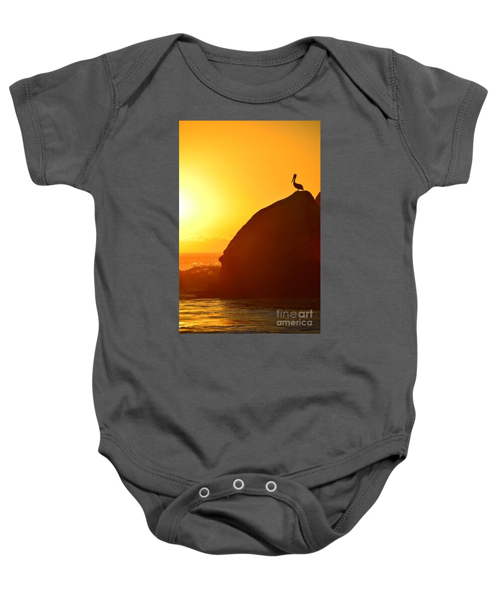 Pismo Beach Baby Onesie featuring the photograph Golden Solitude by Debra Thompson