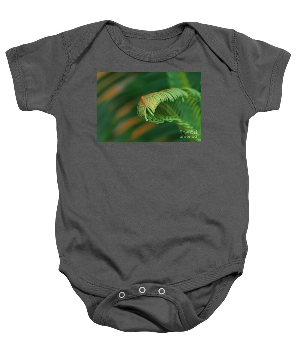 Abstract Baby Onesie featuring the photograph Green Frond Abstract by Teresa Zieba