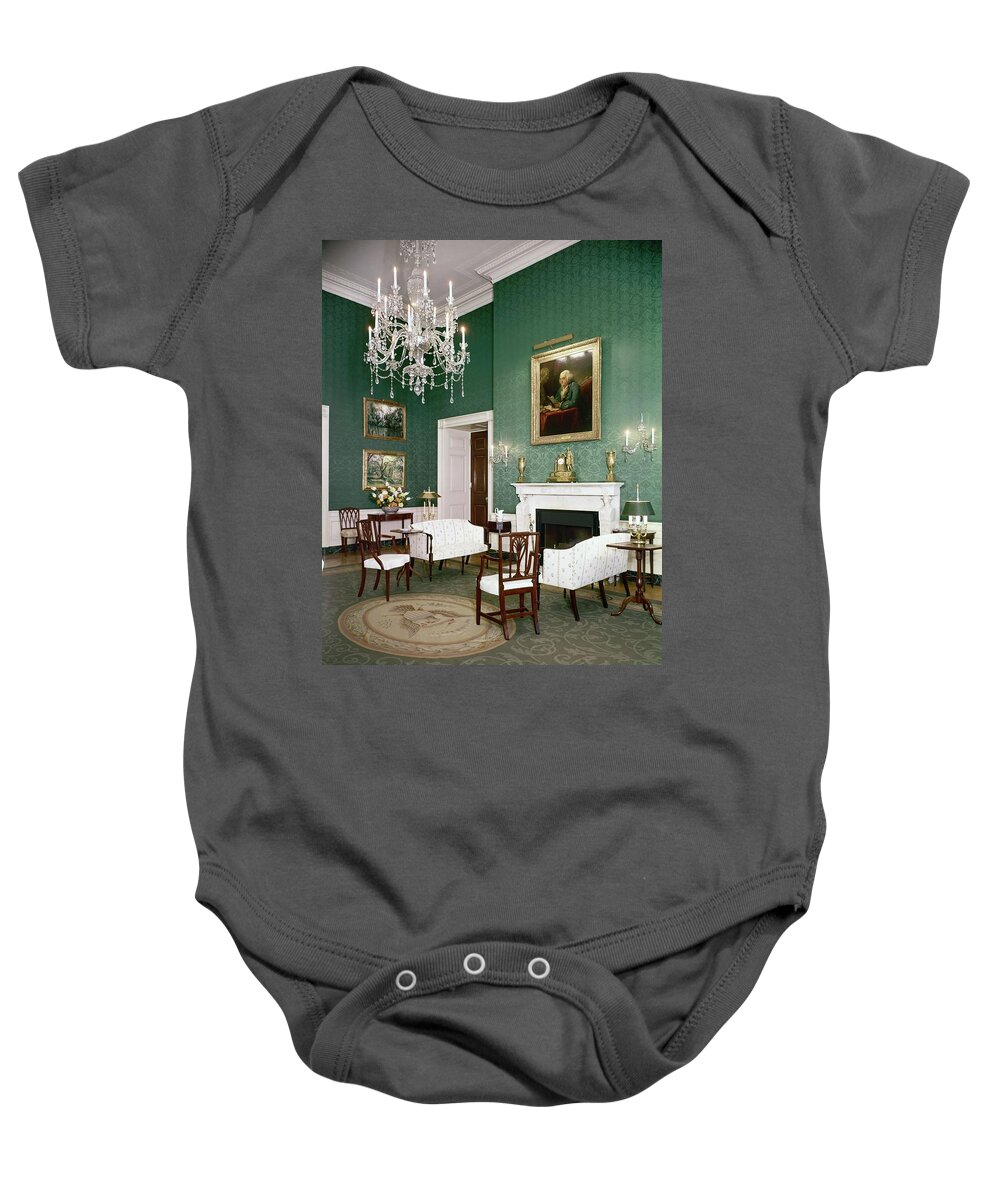 Home Baby Onesie featuring the photograph Green Room In The White House by Tom Leonard