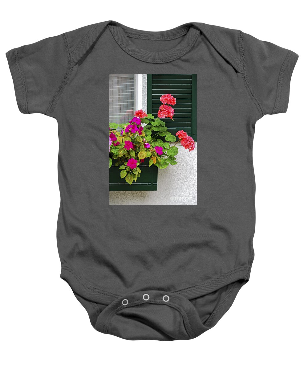 House Baby Onesie featuring the photograph Green shutters by Elena Elisseeva