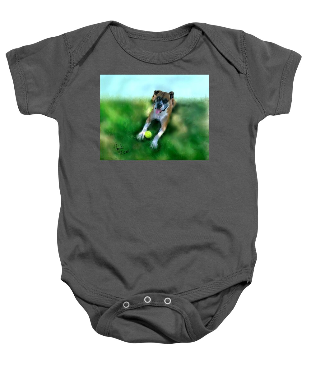 Dogs Baby Onesie featuring the painting Gus the Rescue Dog by Colleen Taylor