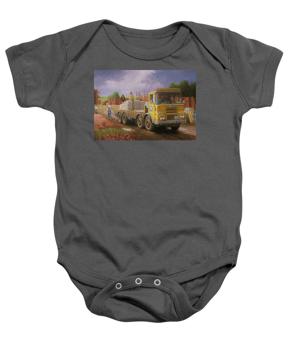 Transportart Baby Onesie featuring the painting Guy Big J eightwheeler. by Mike Jeffries