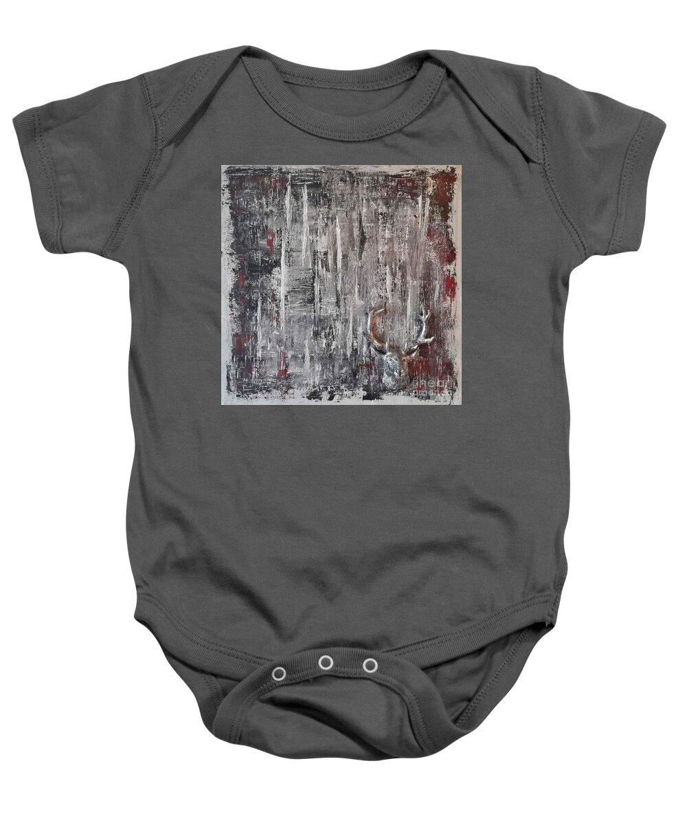 Abstract Painting Strcutured Mix Baby Onesie featuring the painting H3 - platzhirsch by KUNST MIT HERZ Art with heart