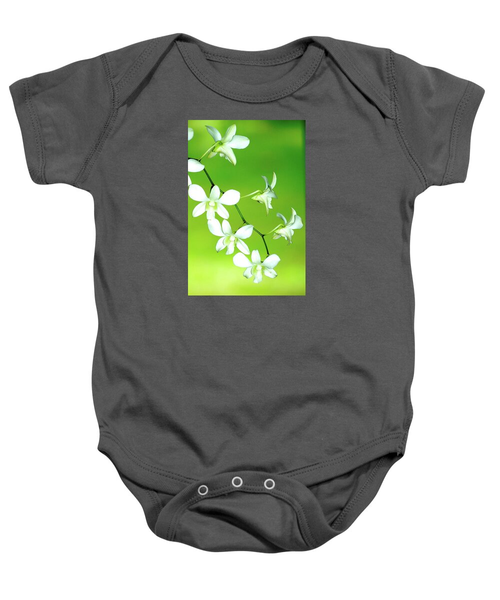 Orchids Baby Onesie featuring the photograph Hanging White Orchids by Lehua Pekelo-Stearns