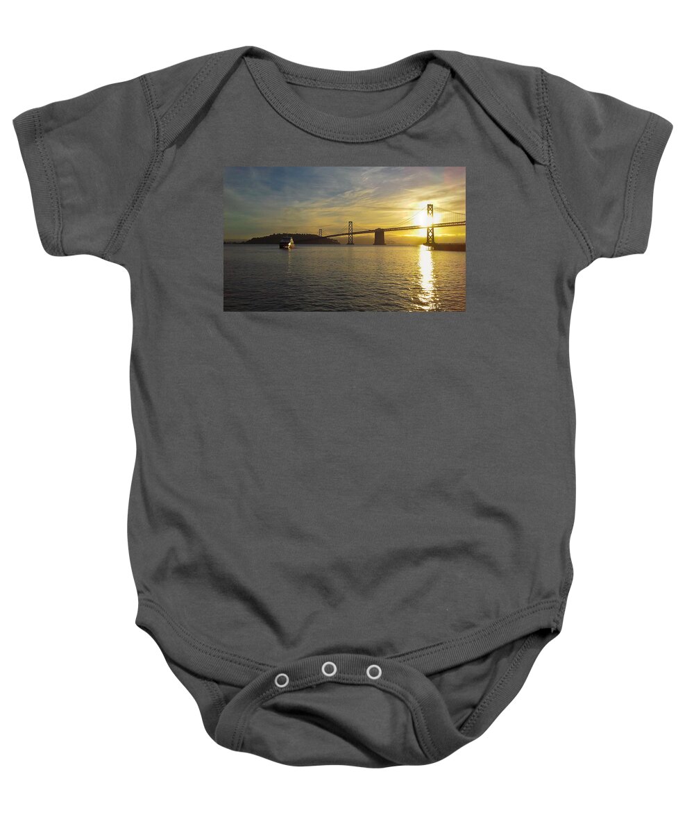 Harbour Baby Onesie featuring the photograph Harbour crossing at Dawn by Jenny Setchell