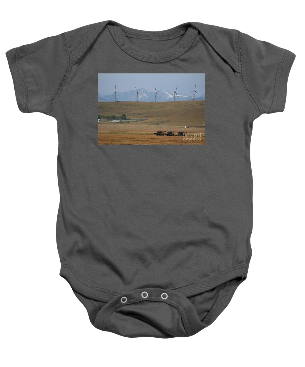 Harvest Baby Onesie featuring the photograph Harvesting Wind and Grain by Ann E Robson