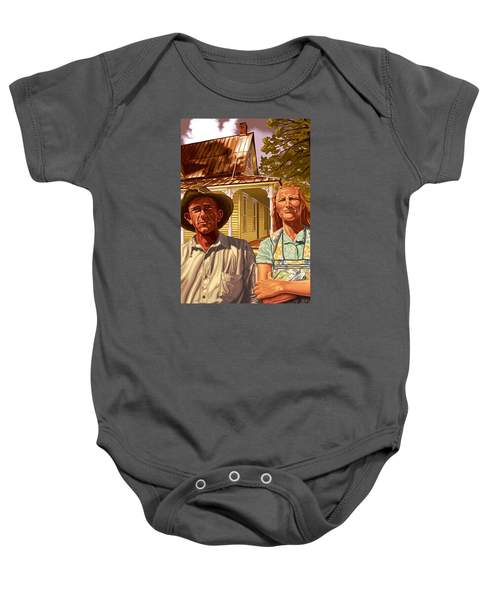Husband Baby Onesie featuring the painting Heartland Mettle by Hans Neuhart