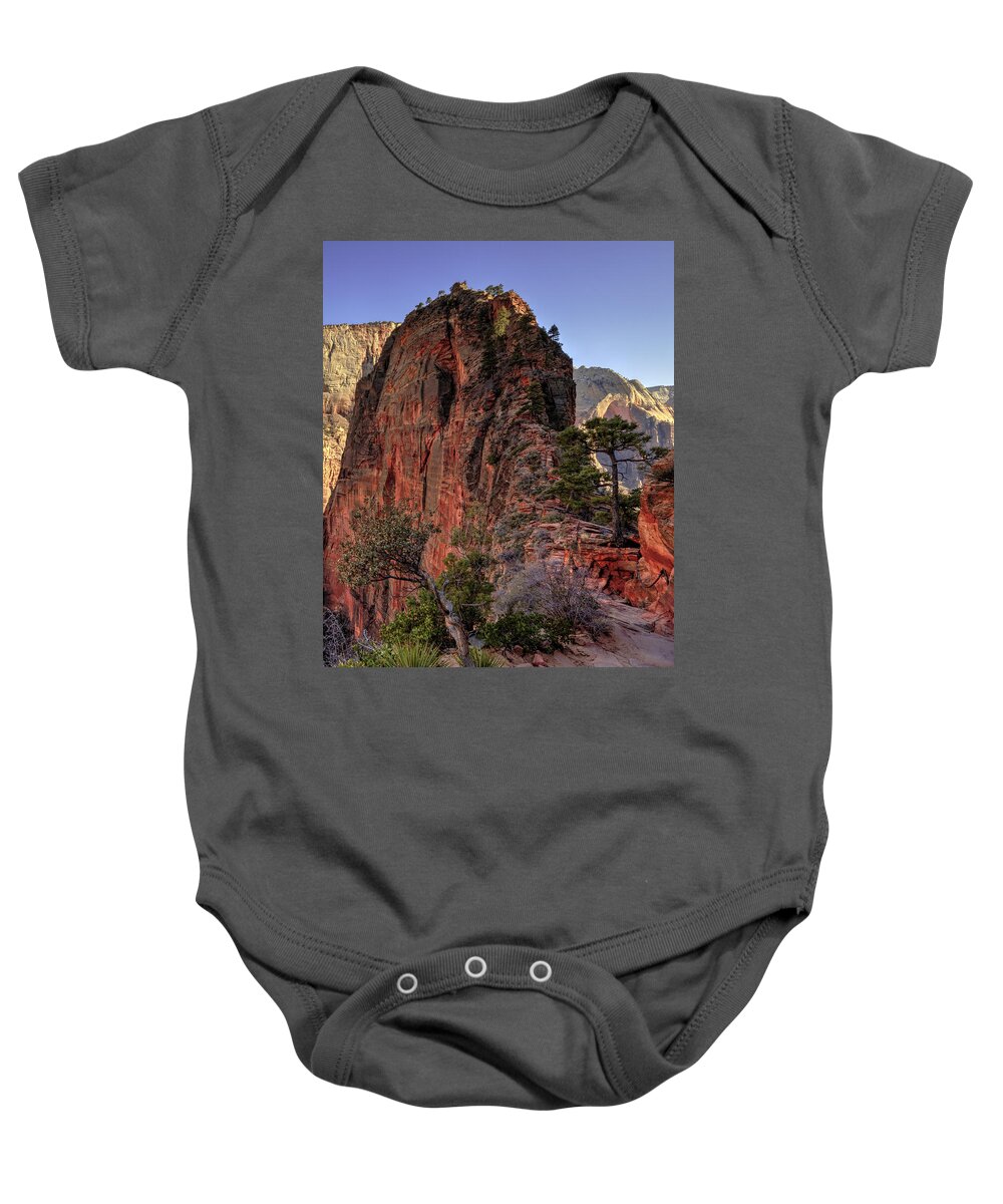 Angels Landing Baby Onesie featuring the photograph Hiking Angels by Chad Dutson