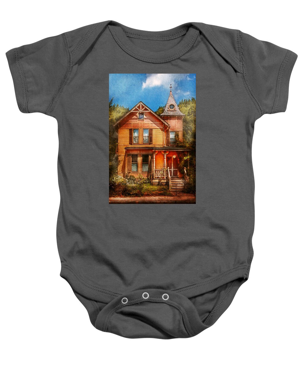 Victorian House Baby Onesie featuring the photograph House - Victorian - The wayward inn by Mike Savad